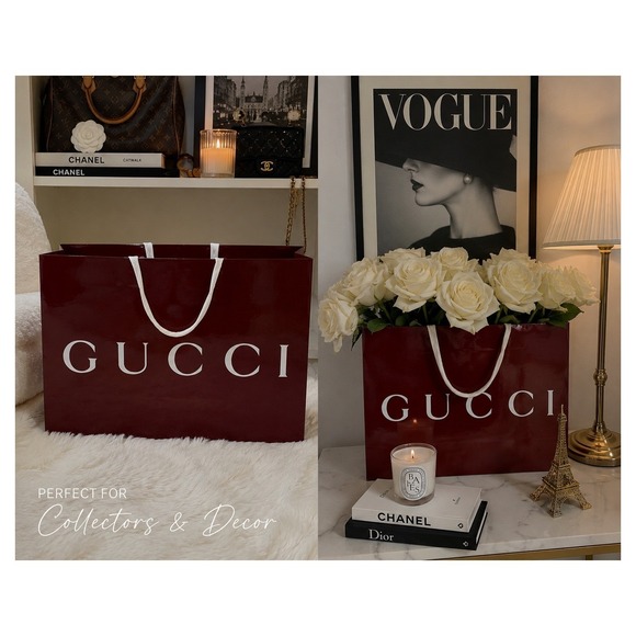 Other - Authentic Gucci Large Empty Shopping Bag Red Luxury Gift Tote 14x19 Inches